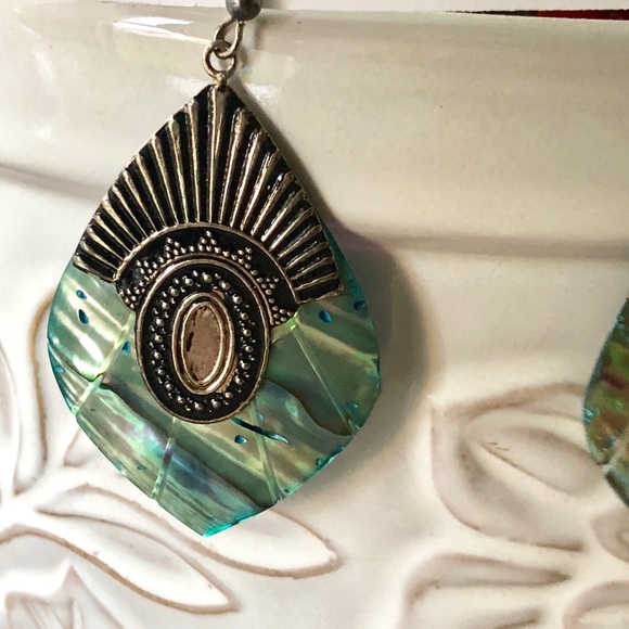 Paua Shell Drop Earrings - Picture 3 of 5